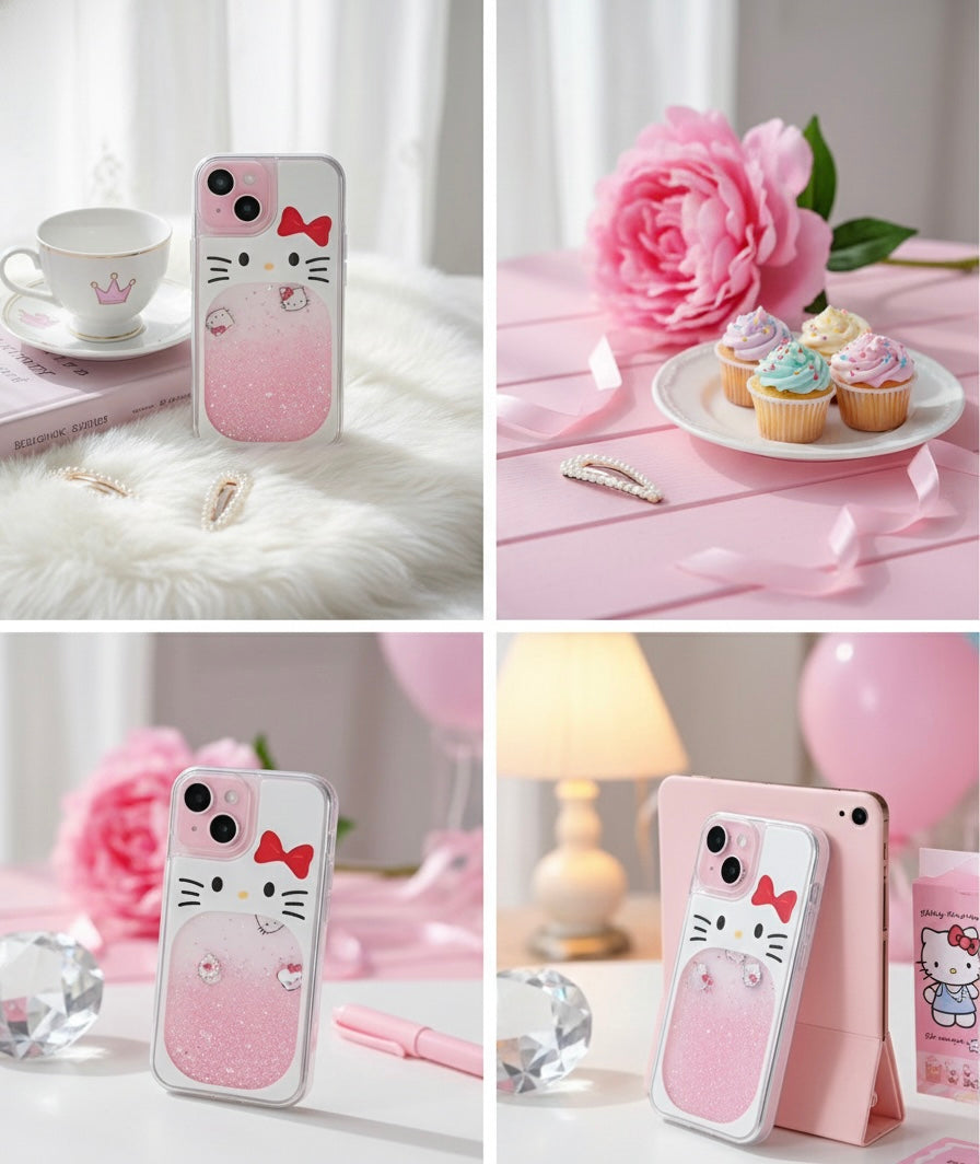 Hello Kitty Glitter Case Semi Transparent Case