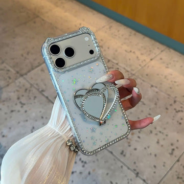 Star Glitter Heart Mirror Stand Case